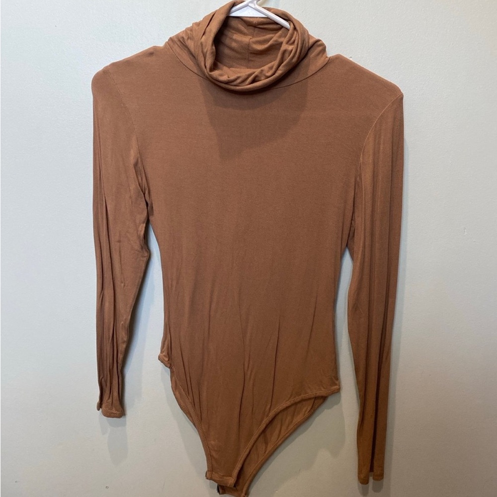 PrettyLittleThing Tan Turtleneck Bodysuit